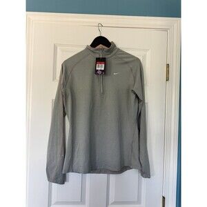 NIKE Running Grey Sports Jumper Size L Womens Dri-Fit 1/4 Zip Outdoors Outerwear